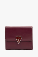 Women's Compact Burgundy Wallet with Heart-Shaped Clip by Estro.