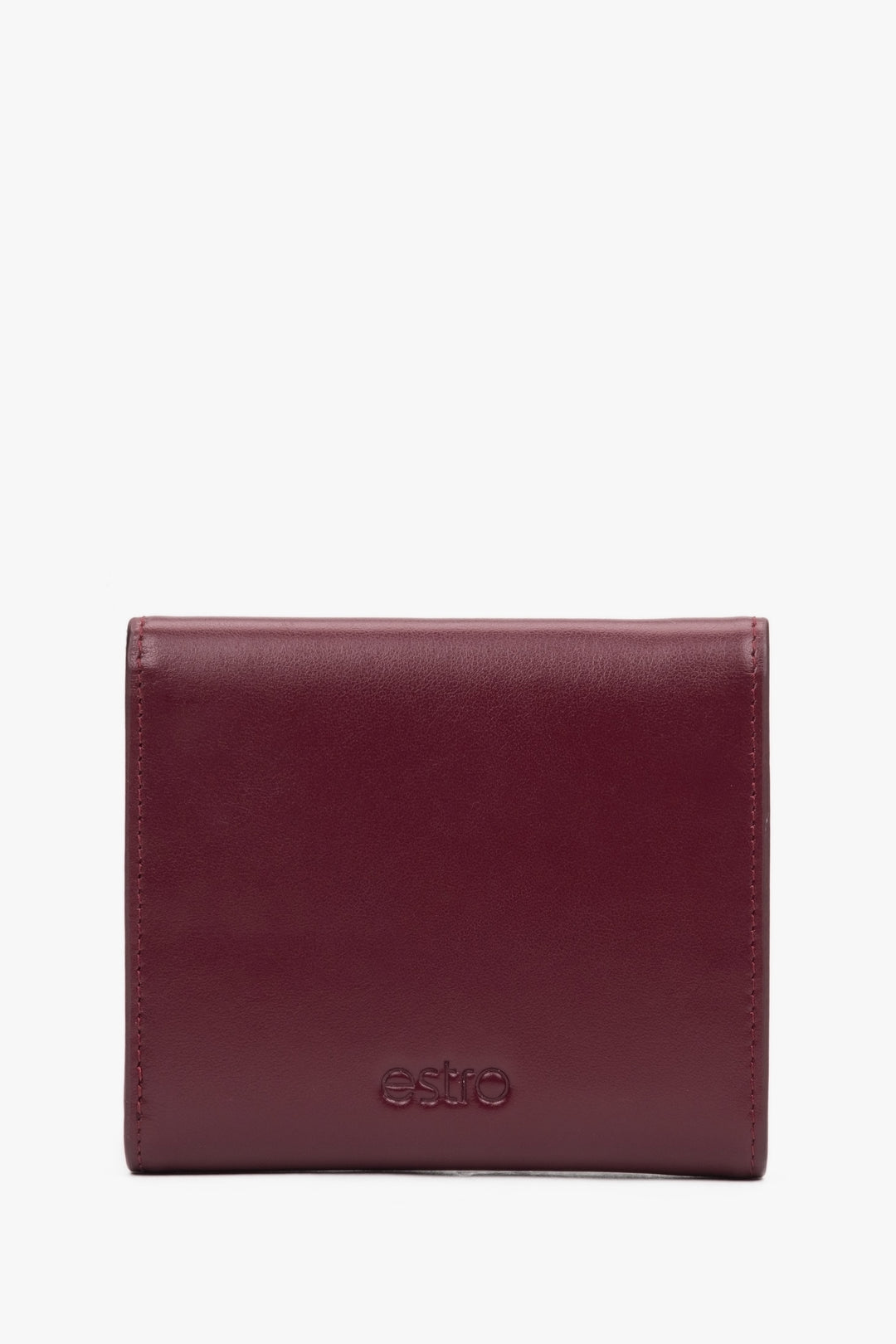 Stylish Women's Burgundy Wallet with a Heart-Shaped Clip by Estro - reverse.