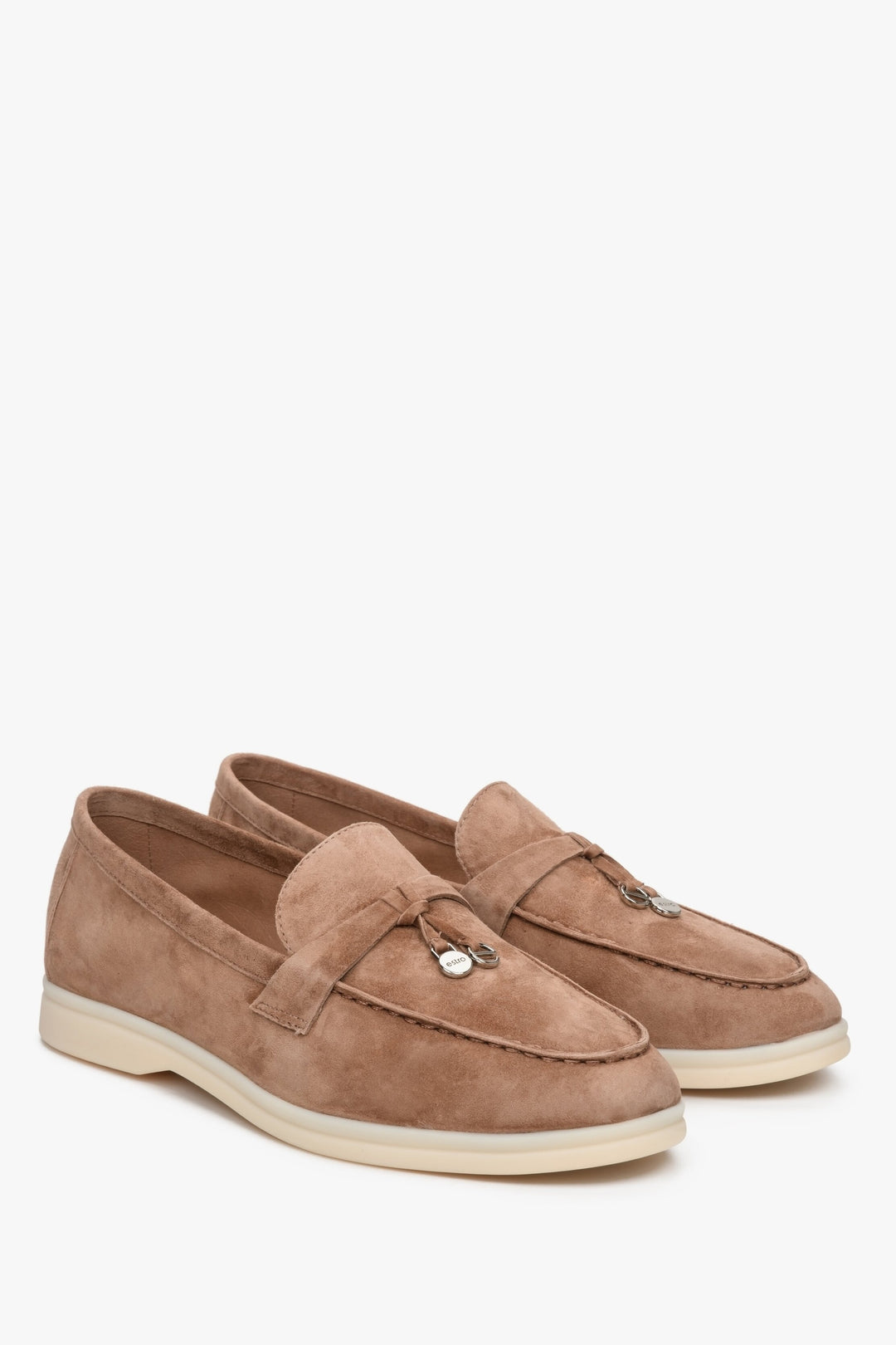 Brown velour women's slip on loafers,