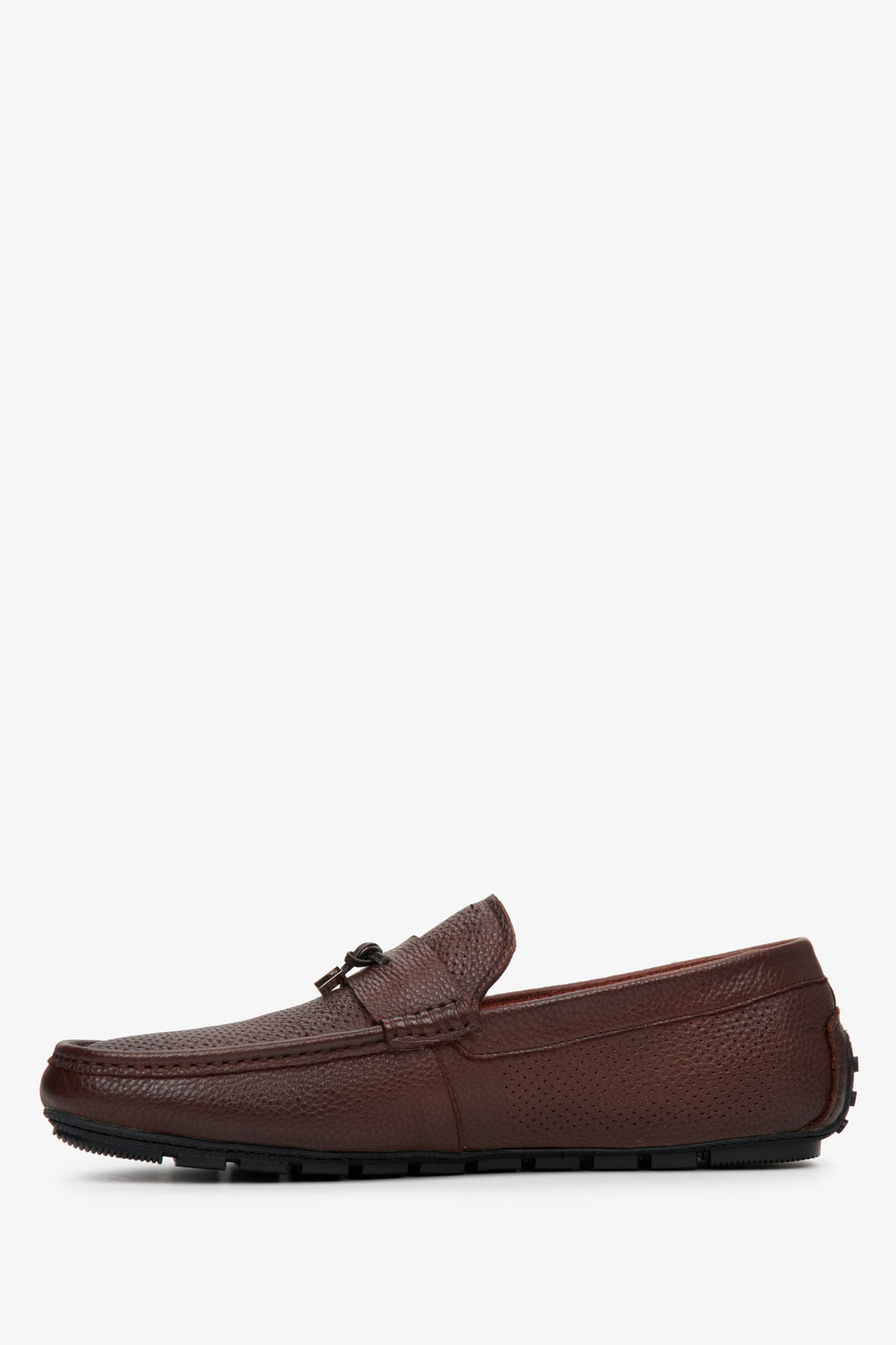 Men's brown leather loafers by Estro for fall - shoe profile.