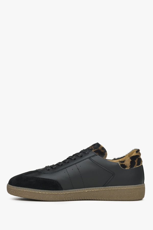 Women's leather Estro sneakers in black - shoe profile.