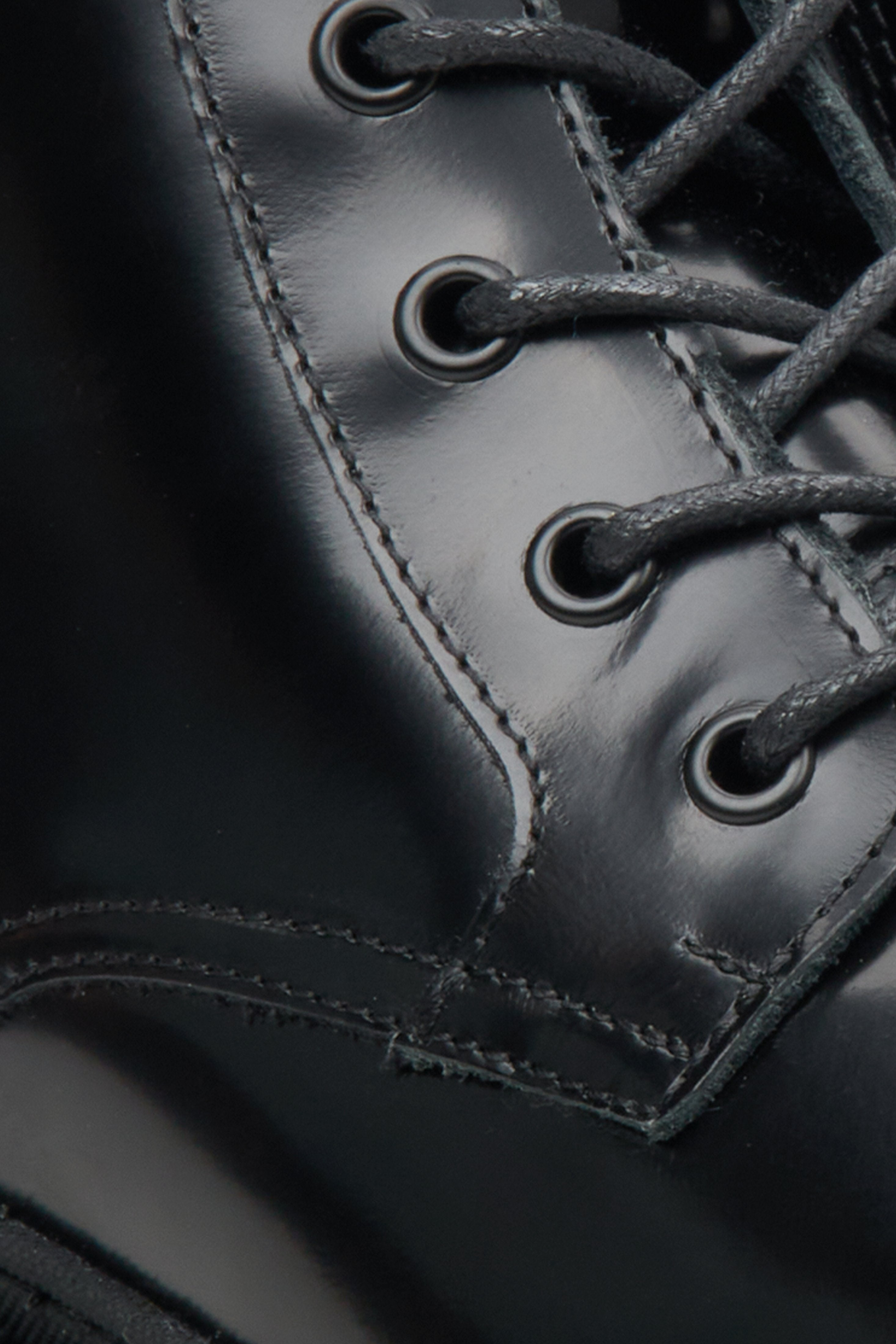  Women's black Estro leather ankle boots - close-up on the details.