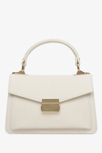 Women's Small Light Beige Satchel Handbag made of Premium Italian Genuine Leather Estro ER00115565.