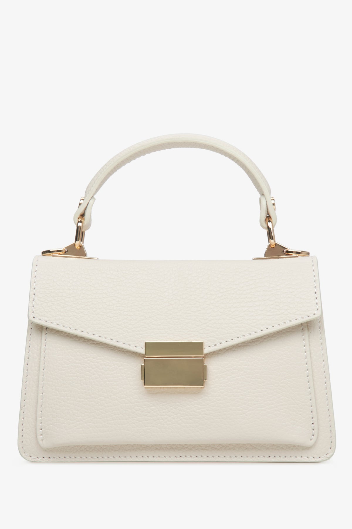 Women's Small Light Beige Satchel Handbag made of Premium Italian Genuine Leather Estro ER00115565.