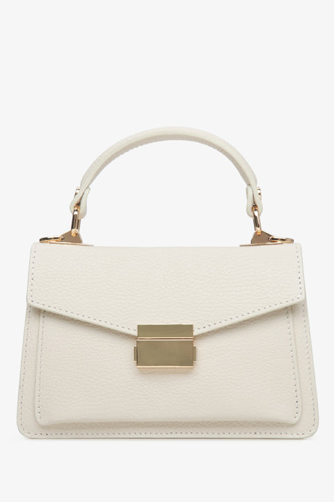 Women's Small Beige Satchel Handbag made of Premium Italian Genuine Leather Estro ER00115565.