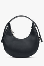 Elegant black women's handbag in a crescent shape, offered by Estro.