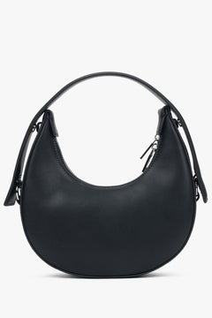 Crescent-shaped black and versatile handbag, perfect for various occasions, from Estro.