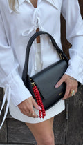 Women's Black Shoulder Bag made of Italian Genuine Leather Estro ER00116348.