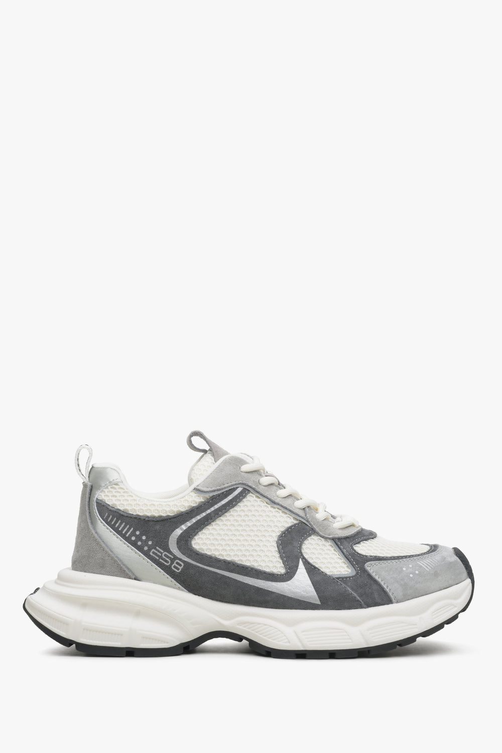 Women's Grey and White Sneakers with a Flexible Sole ES 8 ER00114600.