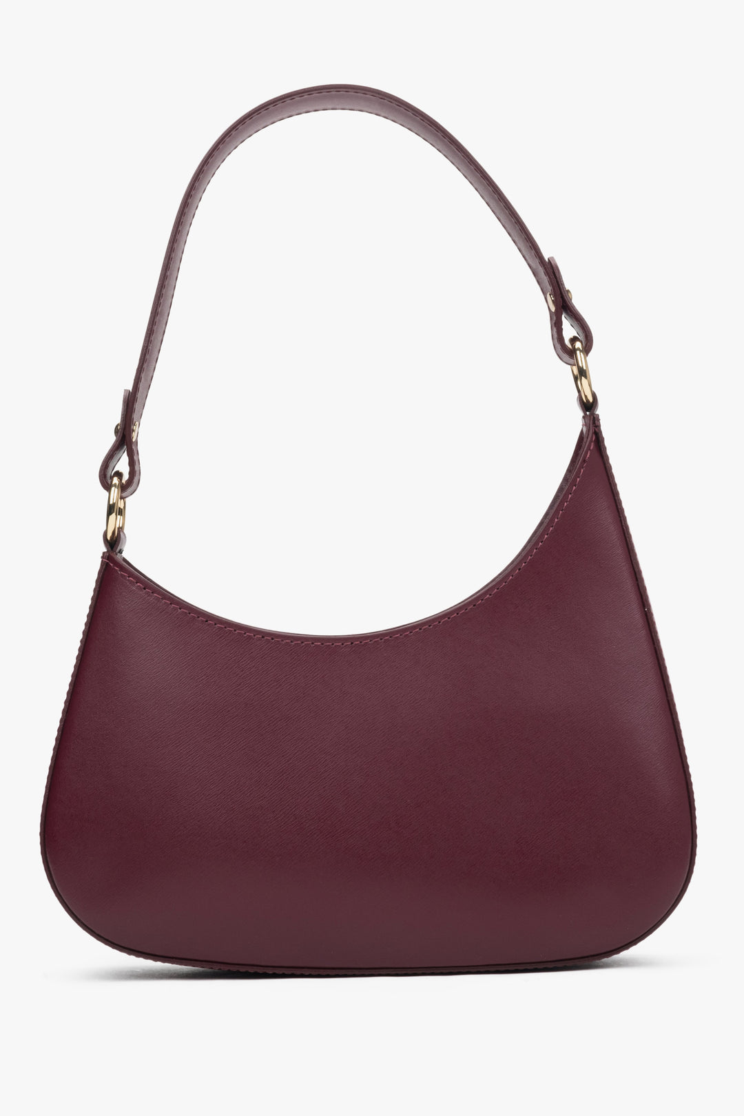 Estro women's handbag in burgundy genuine leather sewn in Italy.