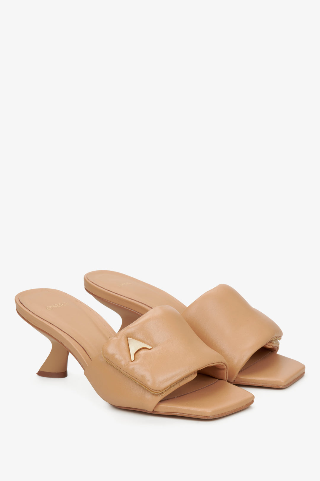 Estro Women's Light Brown Funnel Heel Slide Sandals