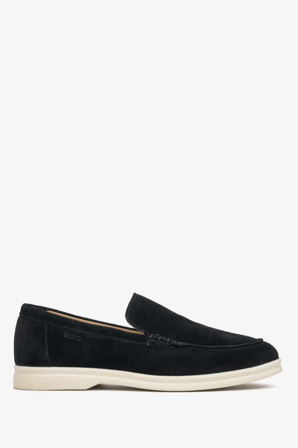 Women's Black Genuine Velour Loafers Estro ER00113447.