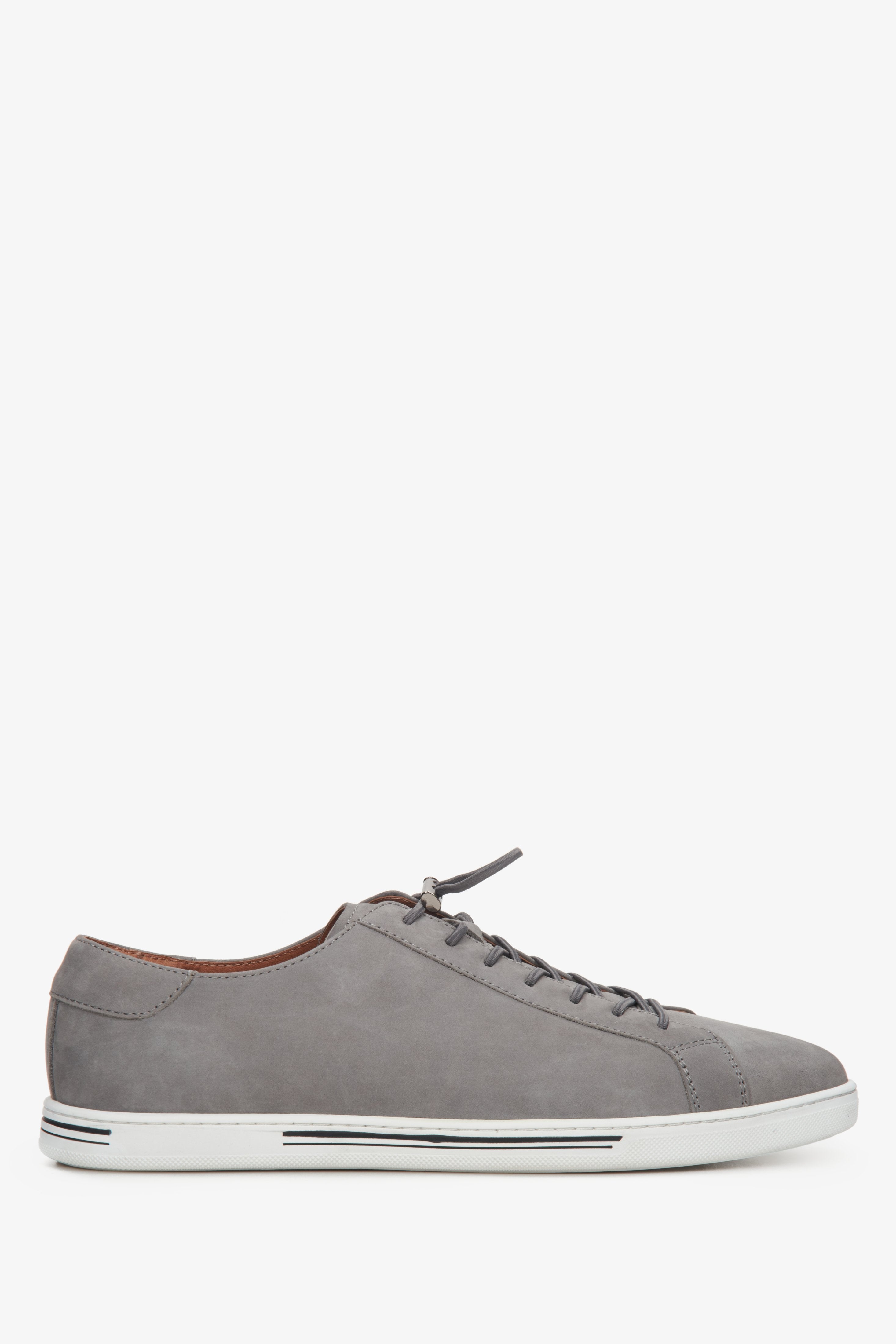 Men's Grey Nubuck Sneakers with an Elastic Turnbuckle Estro ER00112579