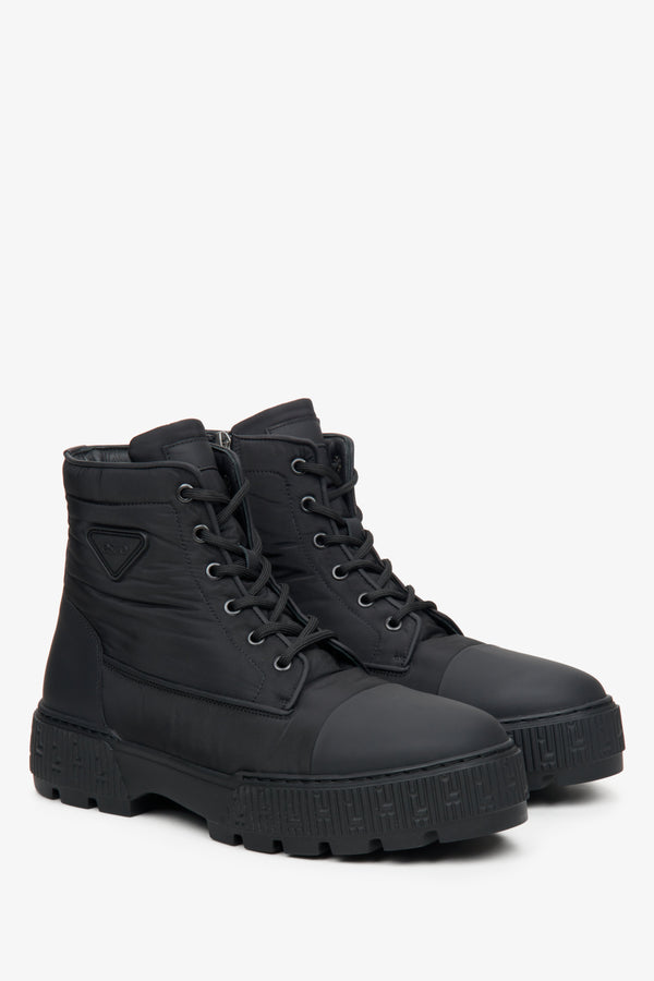 Men's black textile boots by Estro.