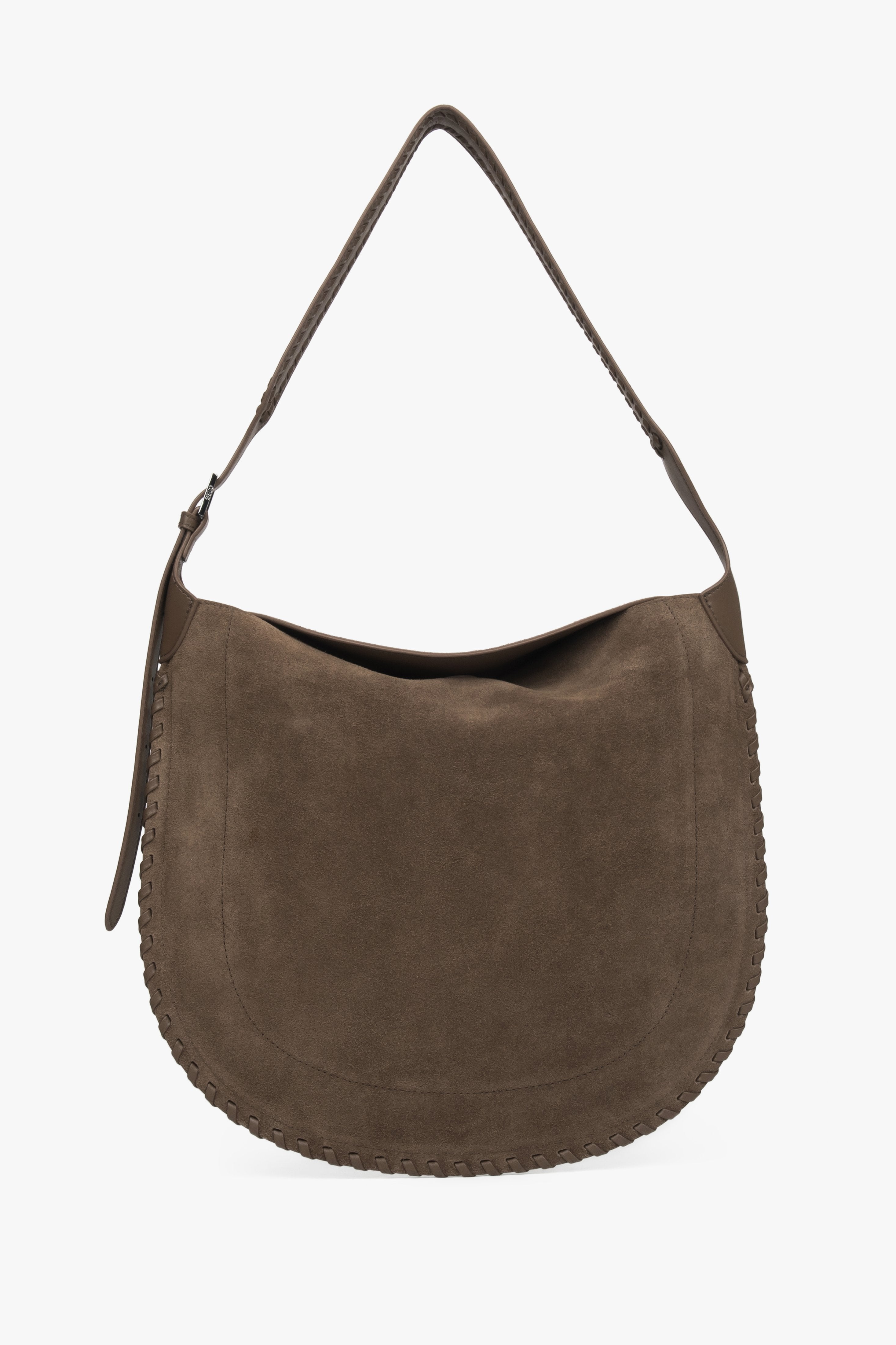 Women's Dark Beige Shoulder Bag made of Genuine Velours Estro ER00118714.