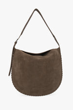Women's Dark Beige Shoulder Bag made of Genuine Velours Estro ER00118714.