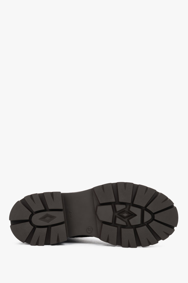 Women's Ankle Boots in Saddle Brown Made with Genuine Italian Velour by Estro - shoe sole.
