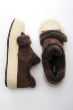Women's Fur-Lined Dark Brown Low-Top Sneakers made with Genuine Velour ES8 ER00118824.