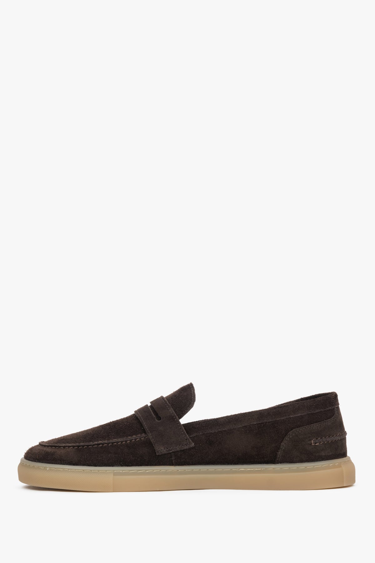 Dark brown loafers for men, featuring a premium Italian velour upper and a flexible sole for comfort.