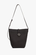 Women's Dark Brown Bucket Bag in Genuine Leather with a Shoulder Strap Estro ER00118909.