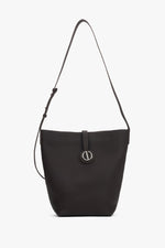 Women's Dark Brown Bucket Bag in Genuine Leather with a Shoulder Strap Estro ER00118909.