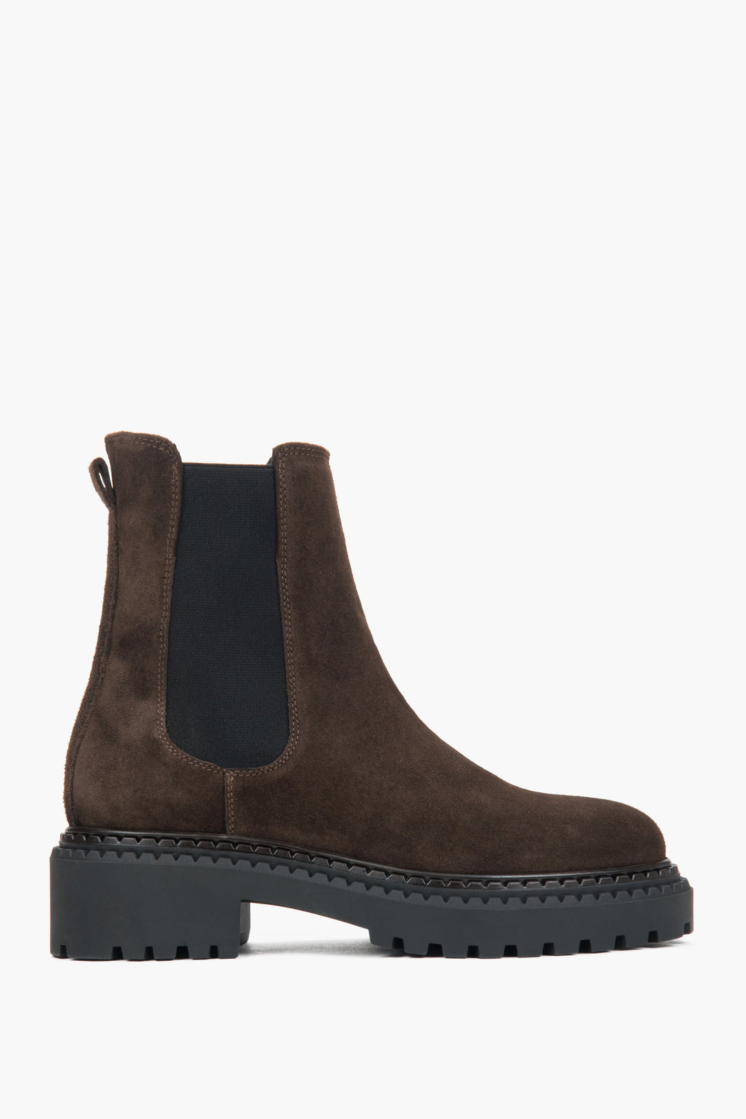 Women's Dark Brown Platform Chelsea Boots in Genuine Italian Velour Estro ER00118128.