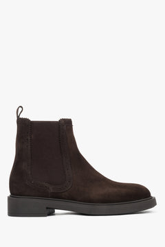 Women's Saddle Brown Chelsea Boots in Premium Italian Velour Estro ER00118126.