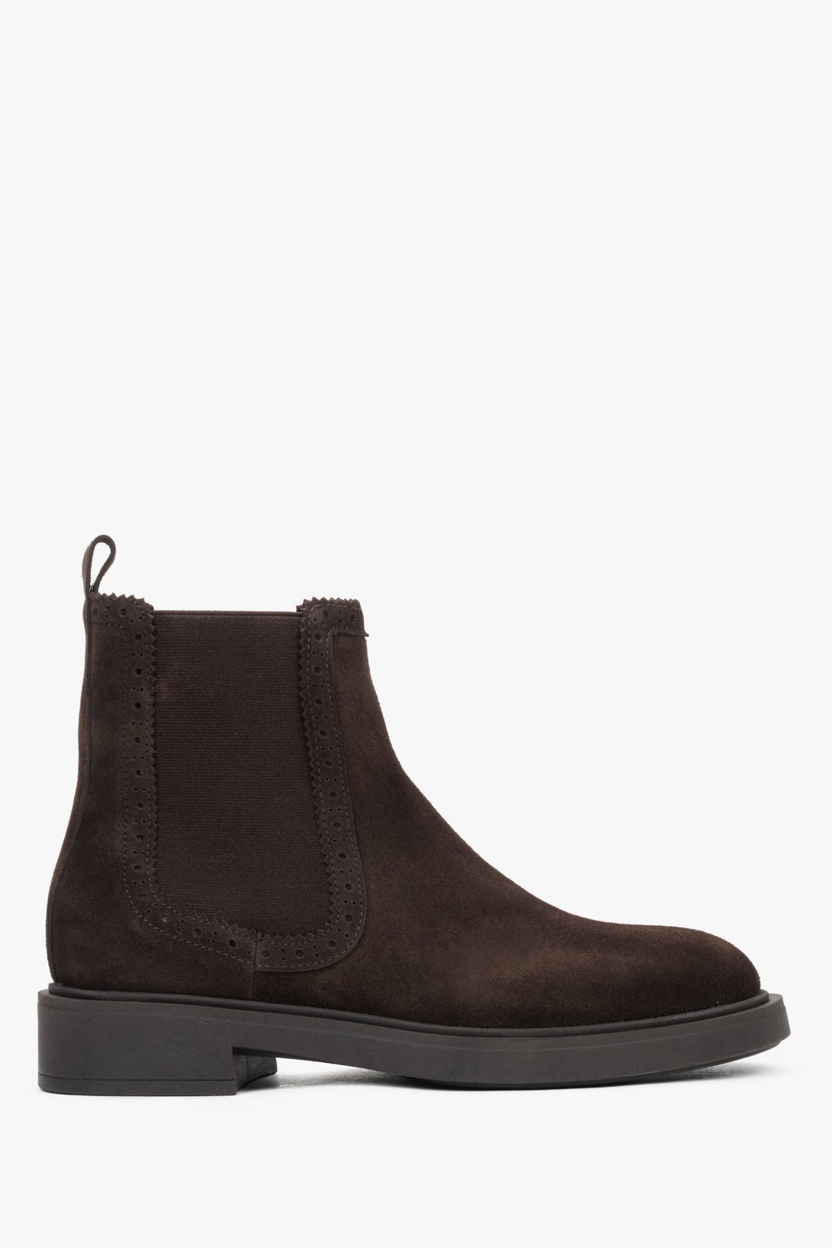 Women's Saddle Brown Chelsea Boots in Premium Italian Velour Estro ER00118126.