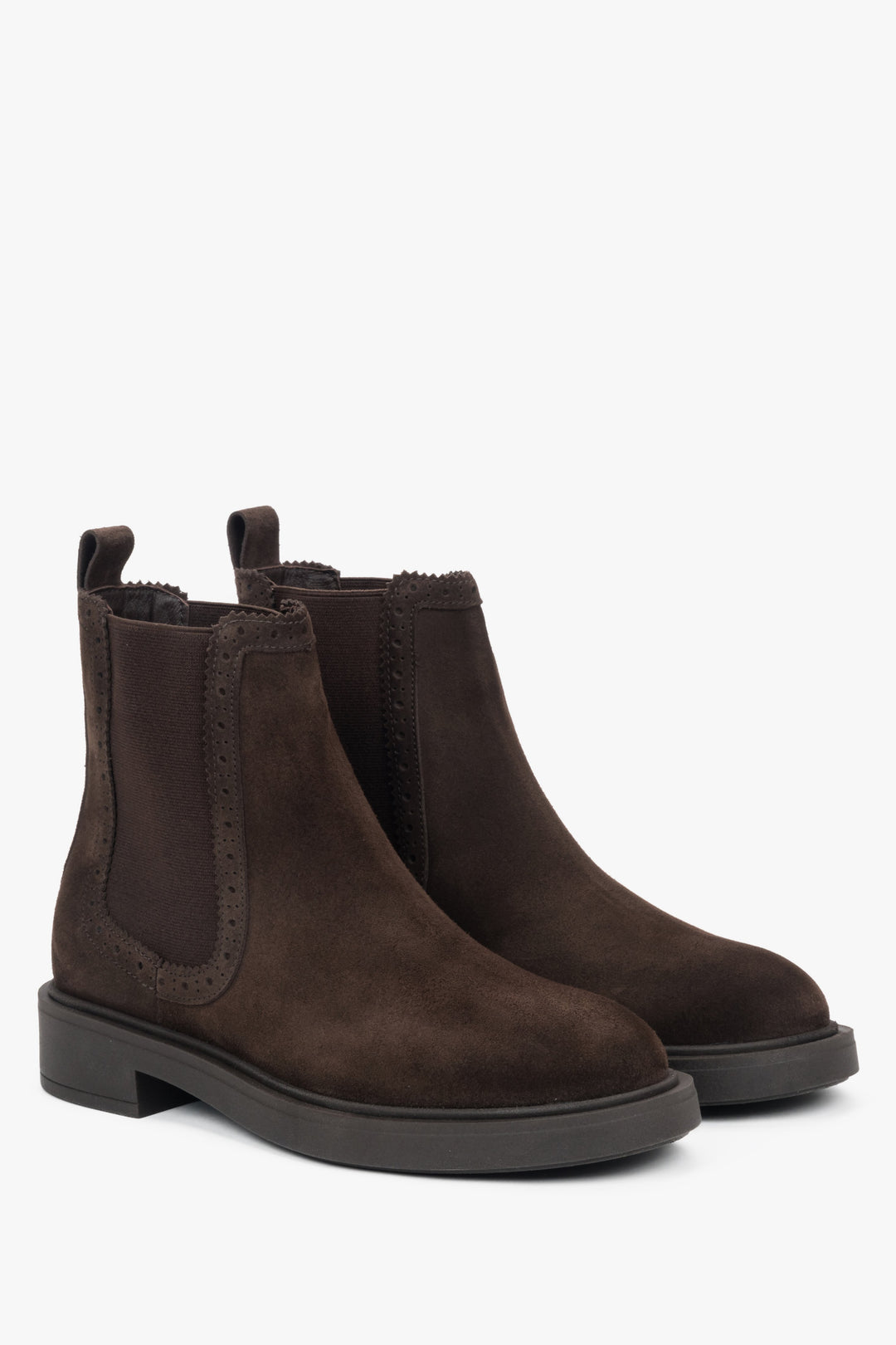 Women's dark brown Chelsea boots made of premium Italian genuine velour.