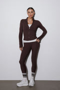 Dark Brown Tracksuit Set: Stand-Up Collar Sweatshirt & Slim Fit Joggers Estro ER00119508.