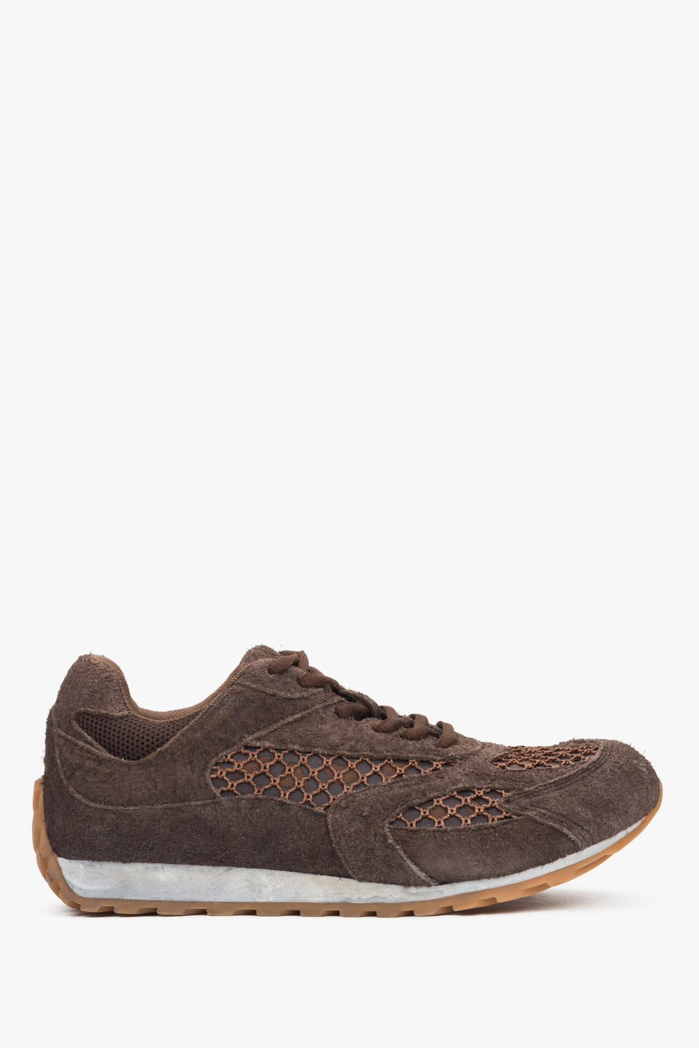 Women's Dark Brown Velour & Textile Low-Top Sneakers ES8 ER00117886.