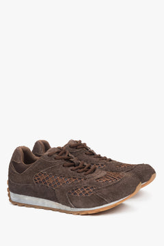 Women's dark brown low-top sneakers, model ES8 (ER00117886), made with a combination of velour and textile.