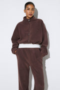 Women's Dark Brown Fleece Tracksuit Set Estro ER00118829.
