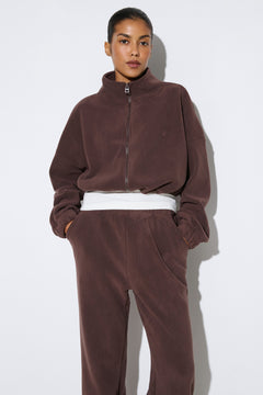 Women's Dark Brown Fleece Tracksuit Set Estro ER00118829.