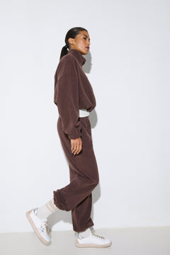 Women's dark brown fleece tracksuit set Estro (ER00118829).