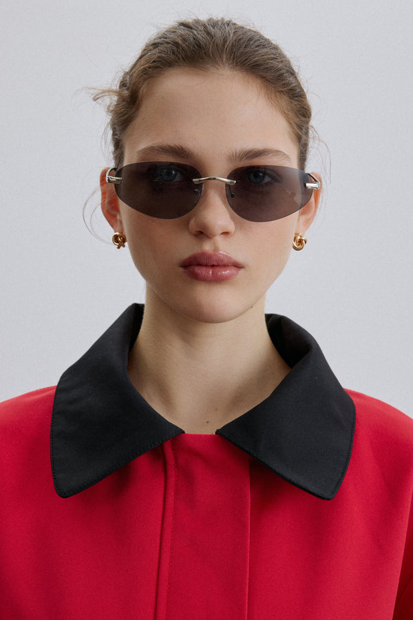 Women's Narrow Rimless Sunglasses in Dark Grey Estro ER00119108.