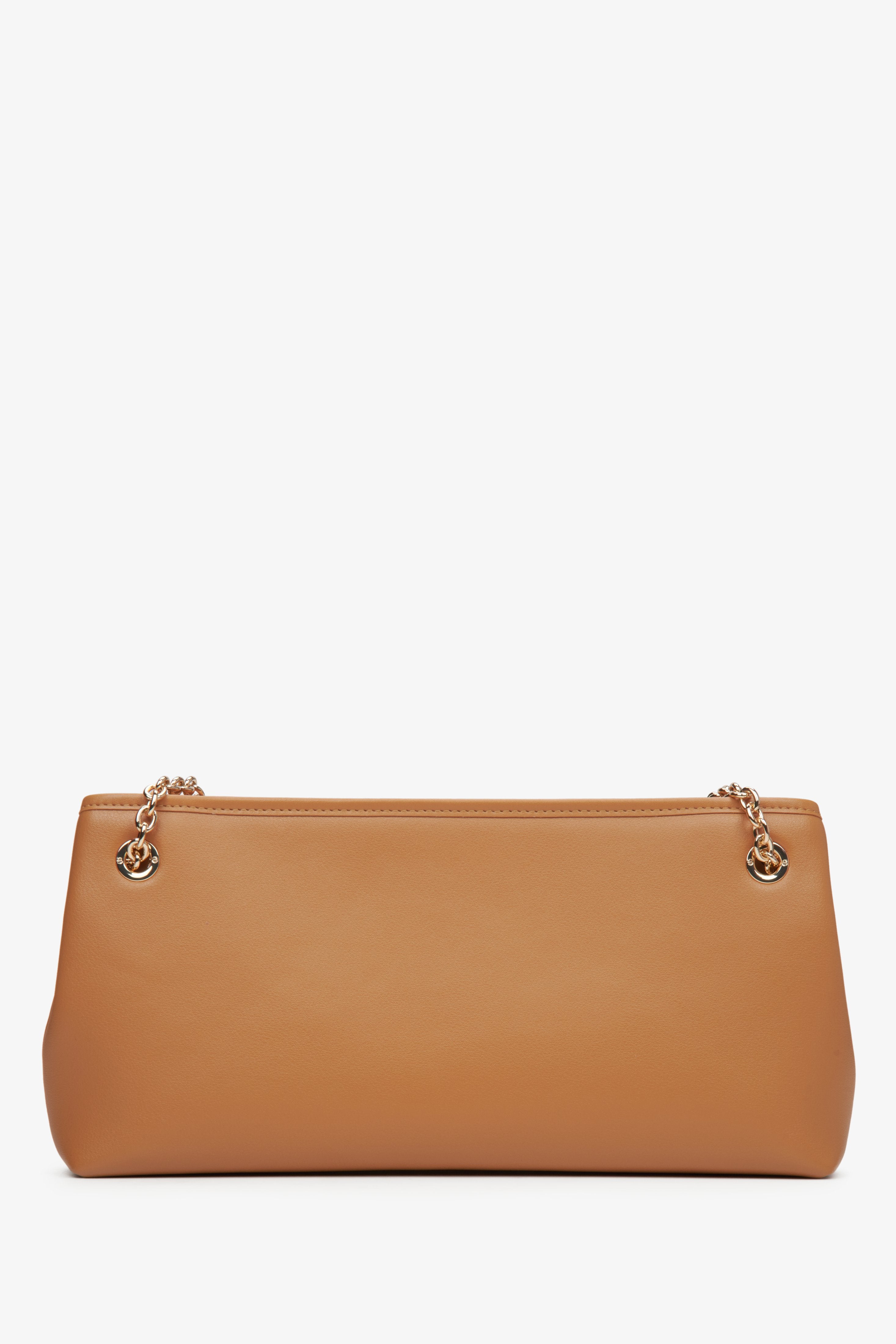 Women's brown leather baguette bag - reverse.