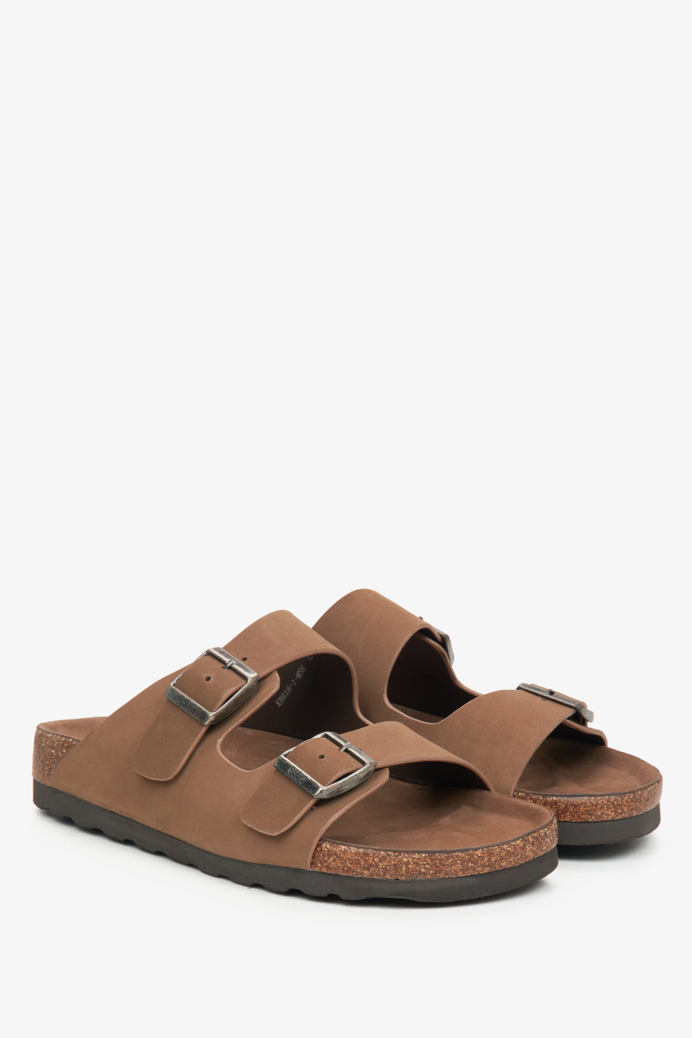 Estro men's brown nubuck sandals.