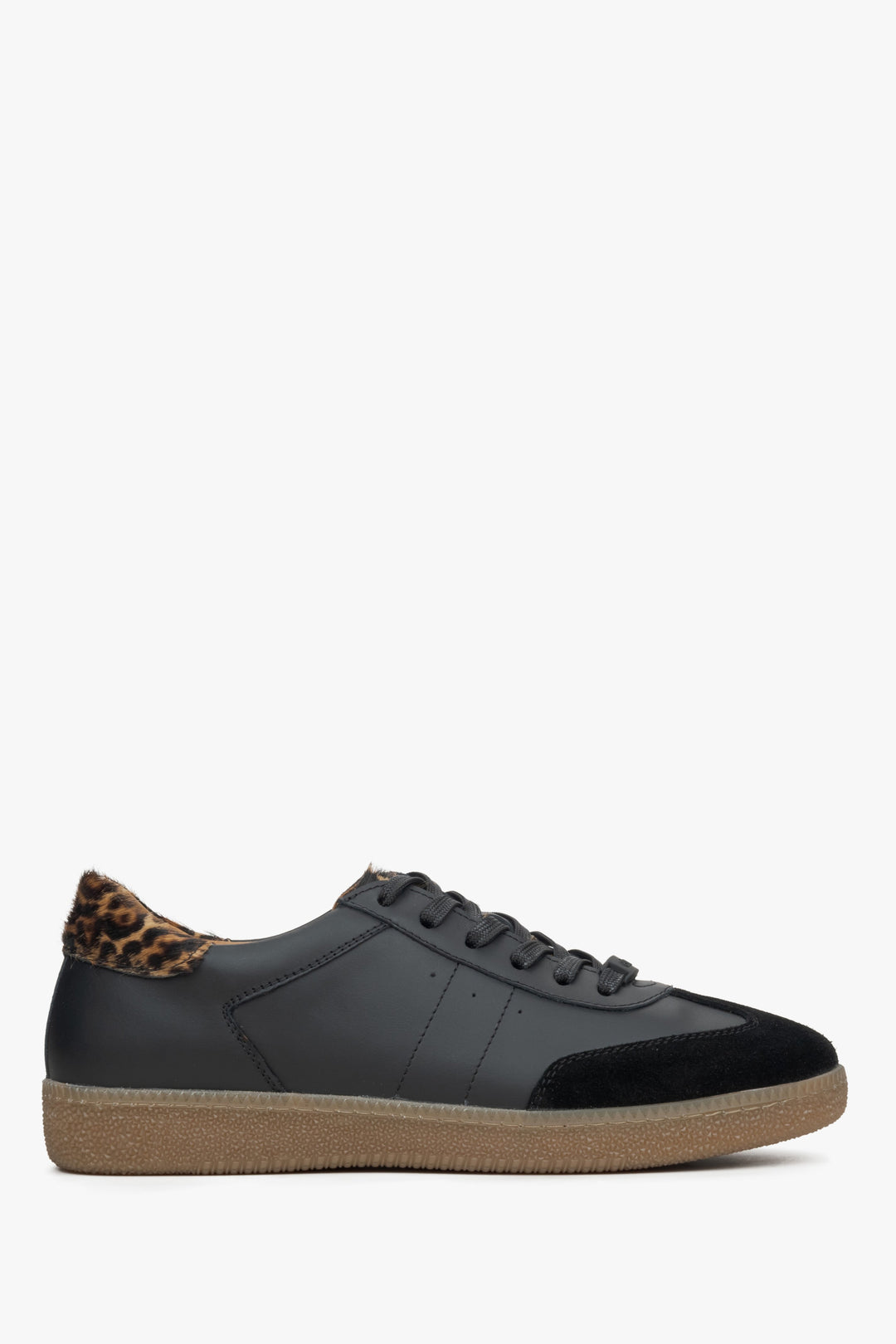 Women's Black Low-Top Animal Print Sneakers made of Italian Genuine Leather Estro ER00115640.