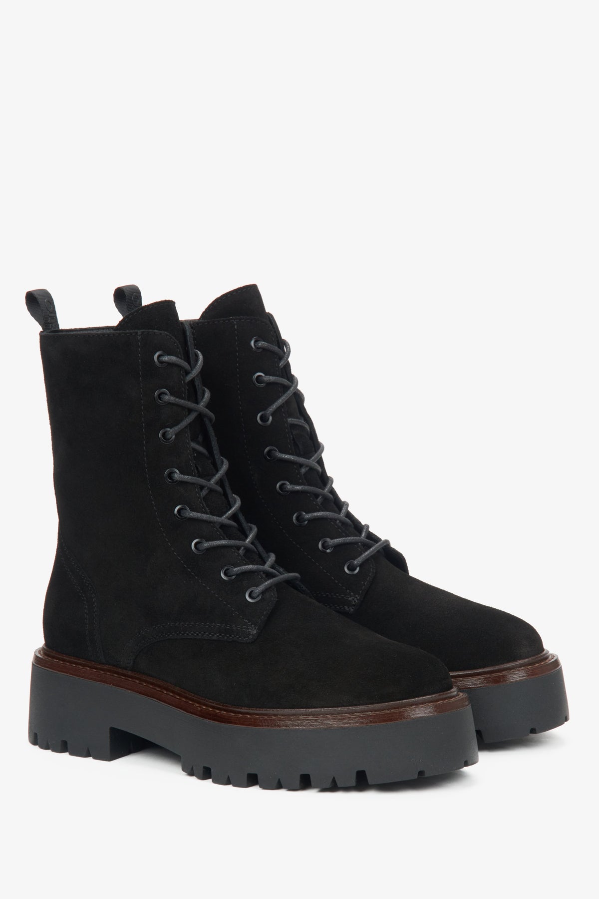 Women's black velour ankle boots by Estro.