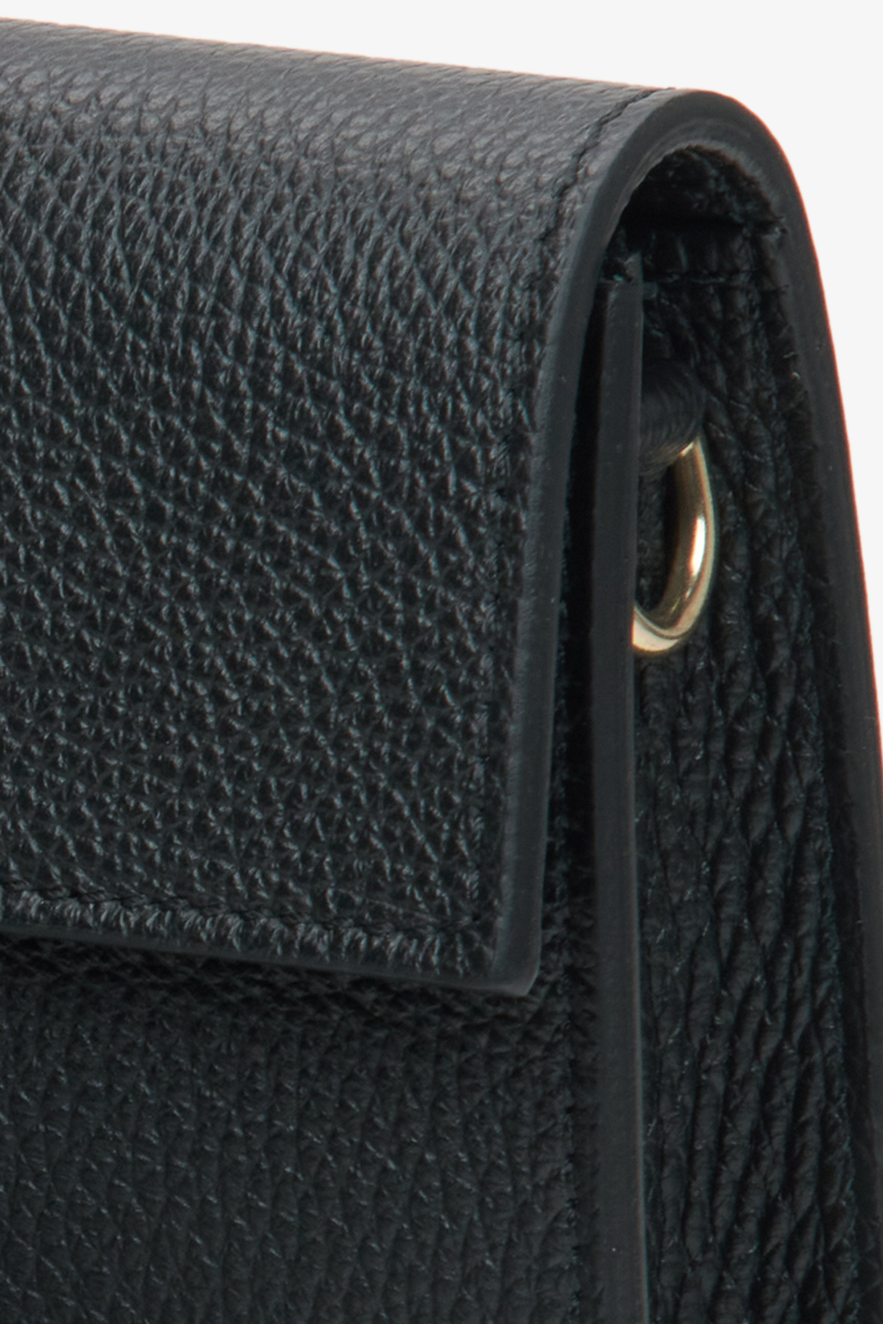 Women's black handbag - a close-up on details.