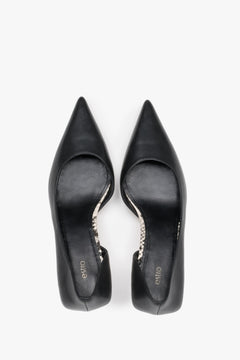 Timeless black Estro women's high heels made of genuine leather - top view presentation.