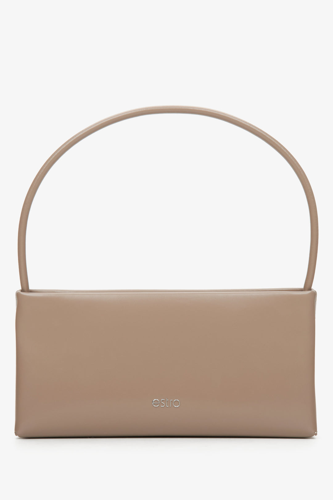Women's sand beige leather handbag.