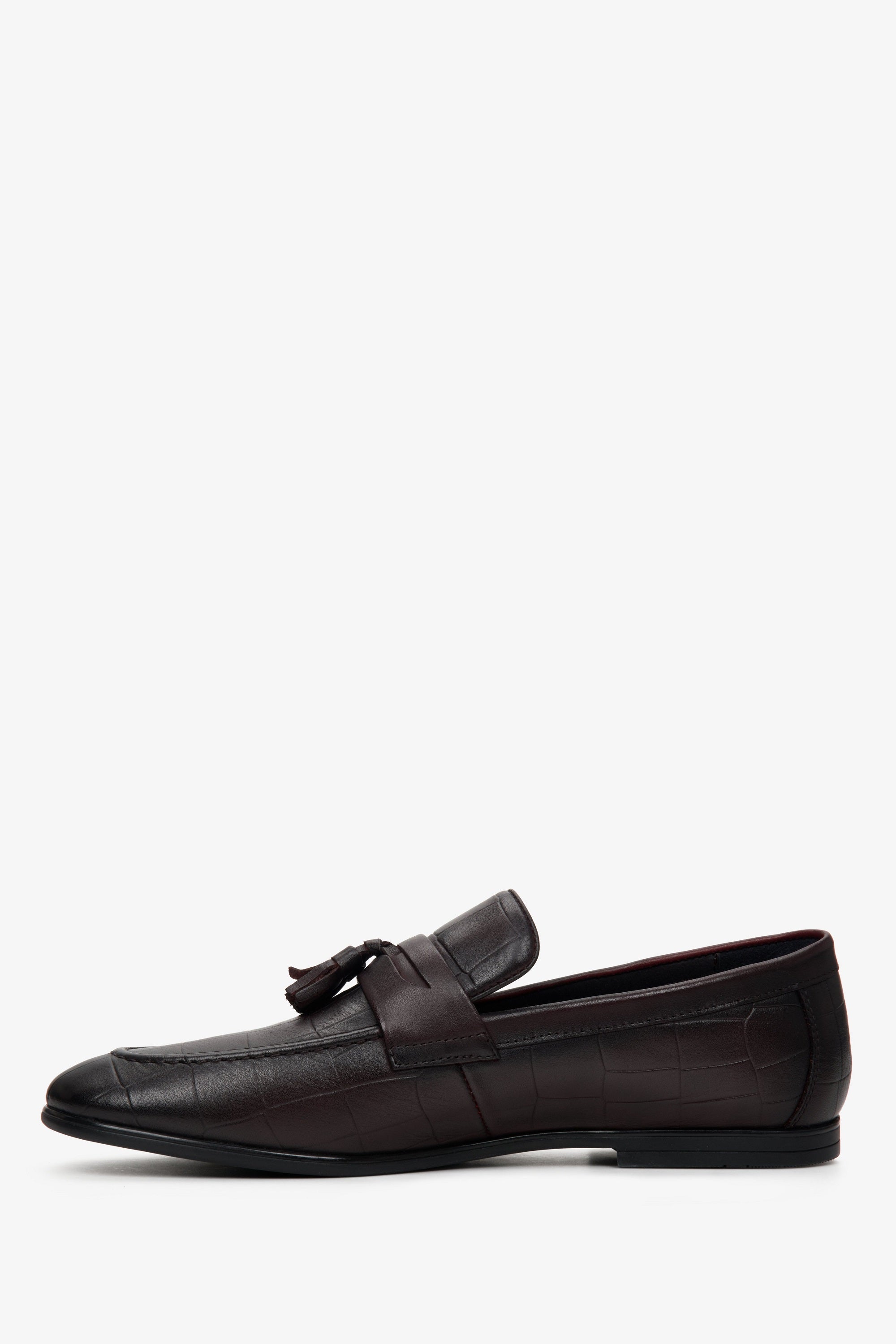 Men's leather loafers with embellishments for fall - shoe profile.