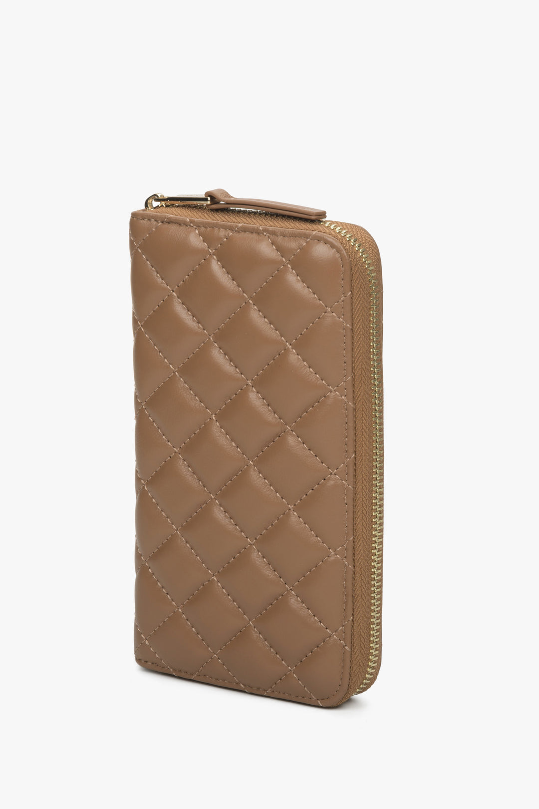 Women's Continental Light Brown Quilted Leather Wallet Estro ER00114484.