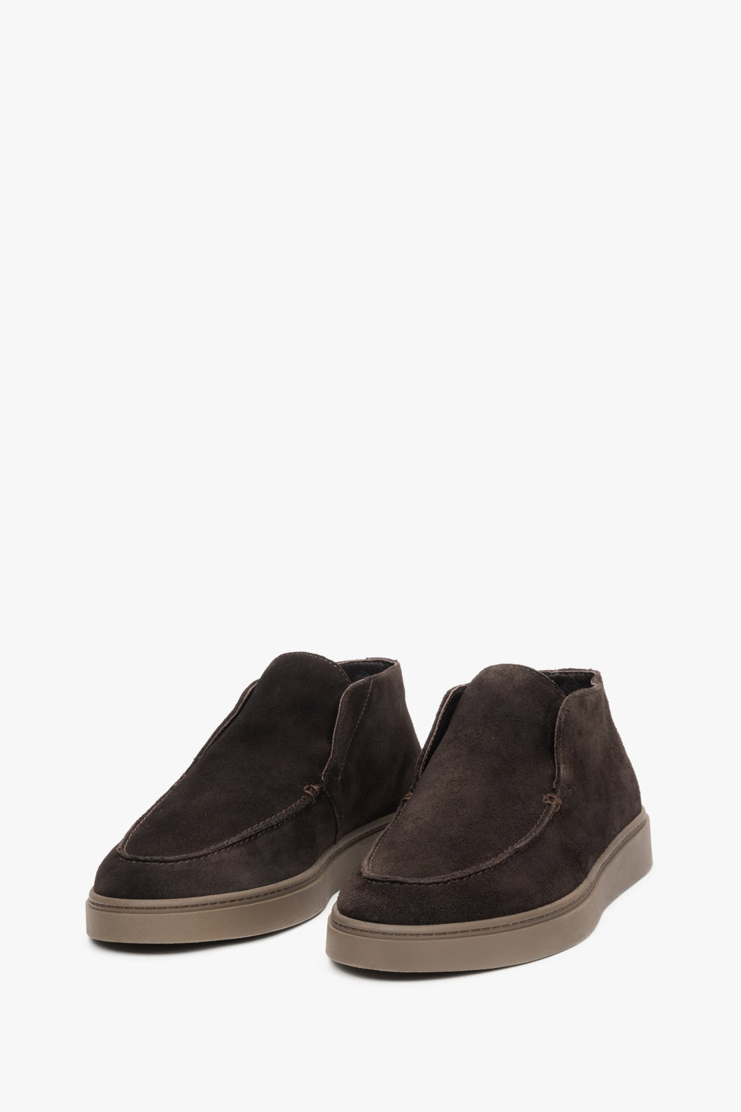 Men's dark brown moccasins by Estro.