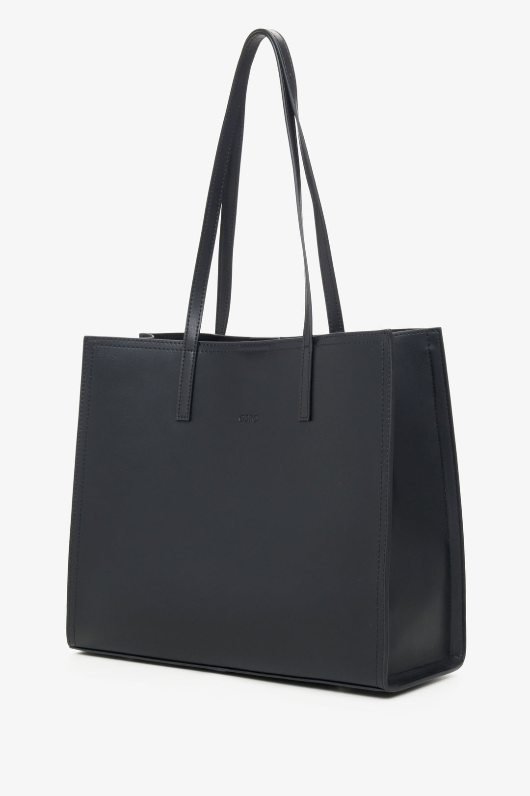 Estro black matte leather women's shopper bag.