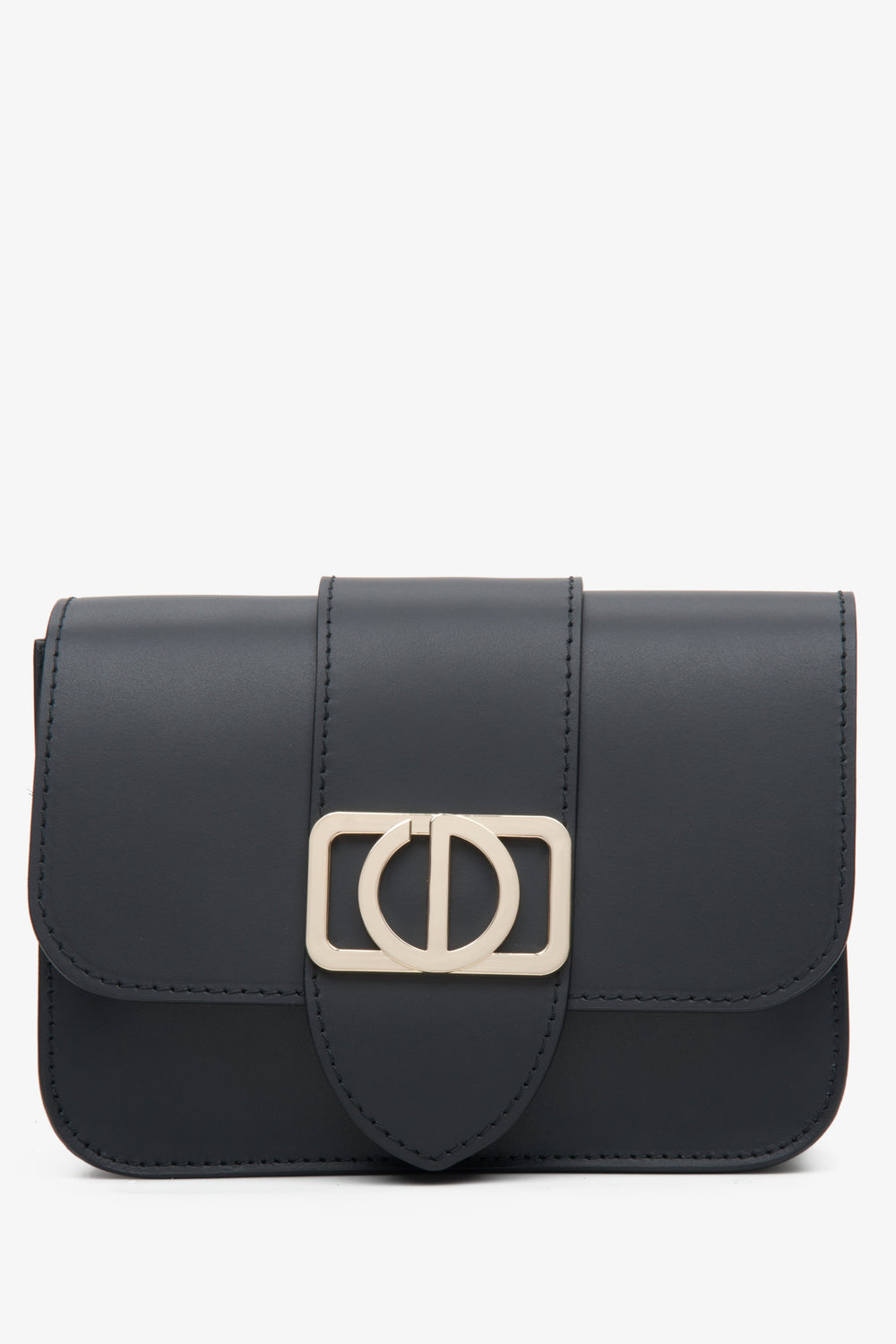 Italian Leather Small Black Crossbody Bag Estro ER00113453.