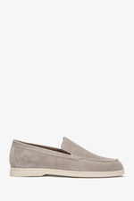 Men's Beige Loafers made of Genuine Velour  Estro ER00116803.