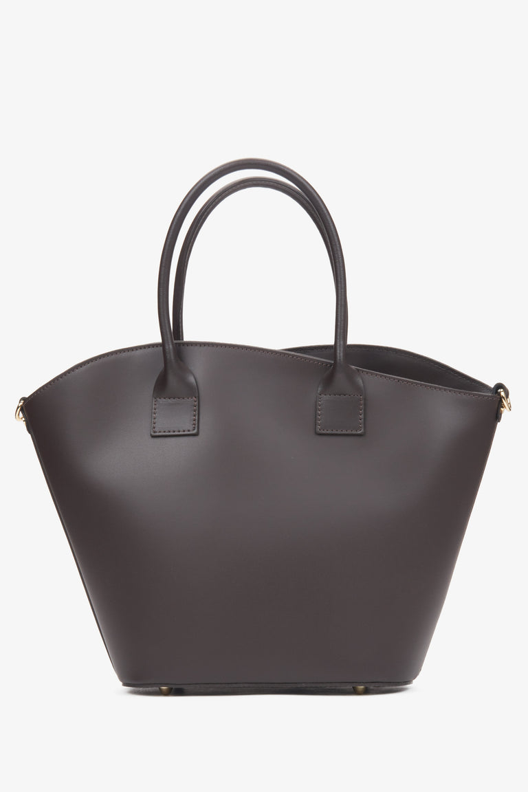 Dark brown women's shopper bag, crafted from premium Italian natural leather, from Estro.